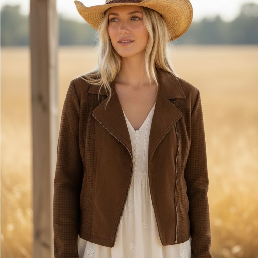Kate & Mallory Moto Style Brown Jacket